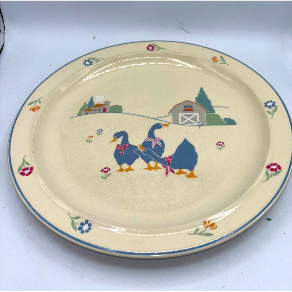 Sango Cream and Blue Farm Goose Dinner Plate